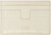 TOM FORD Off-White Shiny Croc T Line Card Holder