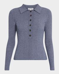 Ribbed Spread-Collar Sweater