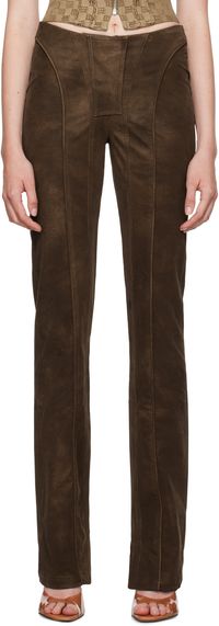 MISBHV Brown Harley Faux-Leather Trousers