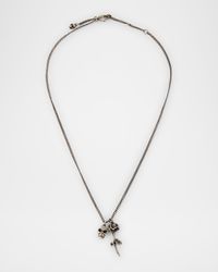 Men's Skull and Rose Pendant Necklace