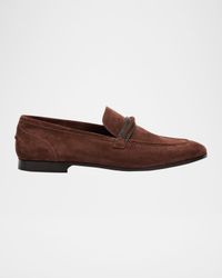 Suede Monili Strap Slip-On Loafers