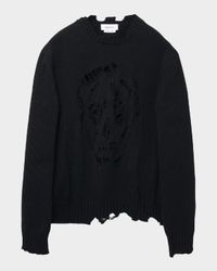 Men's Distressed Skull Sweater