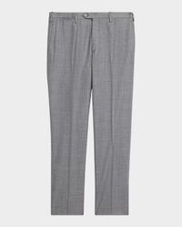 Men's Wool Twill Flat-Front Trousers