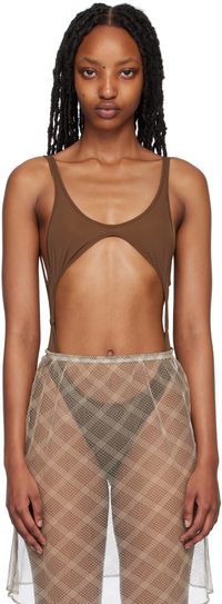 Maryam Nassir Zadeh Brown Emi Bodysuit