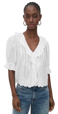 Madewell Ruffled Puff Sleeve Top White S