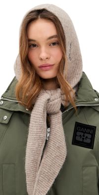 GANNI Soft Wool Balaclava Almond Milk One Size