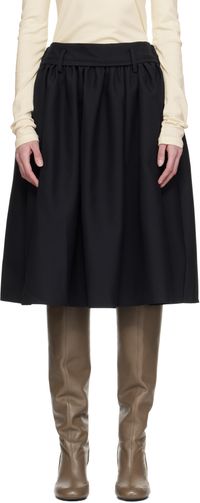 Fax Copy Express Black Puffy Midi Skirt