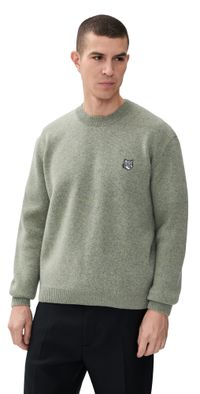 Maison Kitsuné Fox Head Milano Lambswool Sweater Laurel Green L