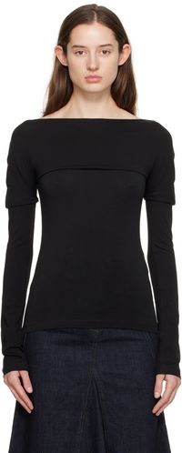 LOW CLASSIC Black Boat Neck Long Sleeve T-Shirt