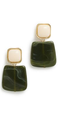 By Adina Eden Fancy Drop Stud Earrings Green One Size