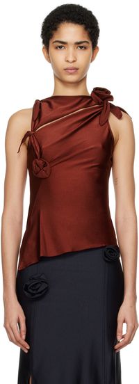 Coperni Débardeur asymétrique bourgogne à appliqués floraux
