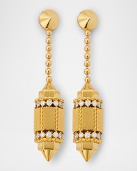 18K Yellow Gold Diamond Stacked Dangle Earrings