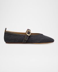 Stella Denim Mary Jane Ballerina Flats