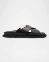 Men's Crisscross Leather Slide Sandals