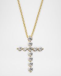 18K Yellow Gold Diamond Cross Necklace, 20"L, 1.16tcw
