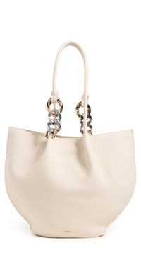 SIMKHAI Arlo Chain Pebble Leather Tote Cream One Size
