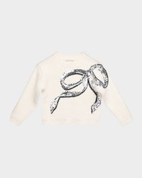 Girl's Sequined Bow Sweater, Size 4-14