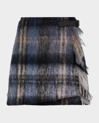 Check Mohair Mini Wrap Skirt