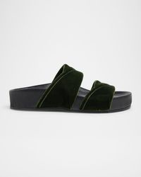 Velvet Platform Slide Sandals