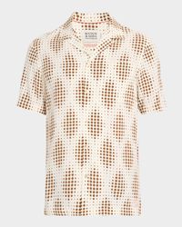 Men's Geometric Circle Camp Shirt with Pocket