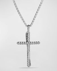 Cross Crossover Diamond Pendant Necklace
