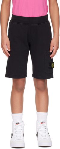 Stone Island Junior Kids Black Patch Shorts