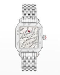 Deco Diamond Stainless Steel Watch with Diamond Pattern and Mother-of-Pearl