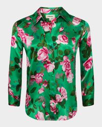 Dani Button-Front Silk Blouse