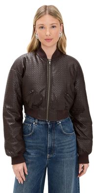 ROTATE Cropped Faux Leather Puffer Jacket Chicory Coffee 44
