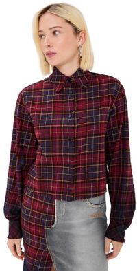 Off-White Check Flannel Arrow Shirt Bordeaux 42
