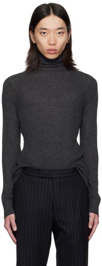 TOM FORD Gray Wool & Silk Turtleneck