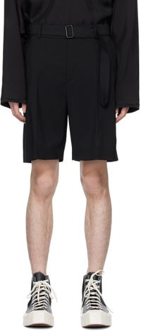 Solid Homme Black Belted Shorts