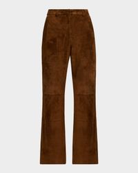 Suede Straight-Leg Pants