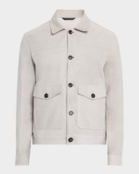 Men's Suede Button-Front Blouson