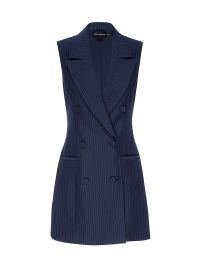 Women's Pinstripe Sleeveless Blazer Minidress - Ink Stripe - Size XS
