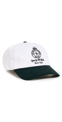 Sporty & Rich Crown Tennis Cap White/Forest One Size