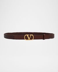 VLogo Signature Braided Leather Belt, 25mm