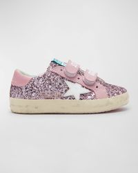 Girl's Old School Glitter Dual-Grip Sneakers, Kids