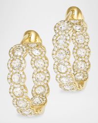 Scallop 18K Yellow Gold Diamond Hoop Earrings, 2.58tcw