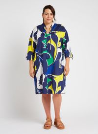 Persona By Marina Rinaldi - Robe midi Col V en coton - Taille 25 - Bleu