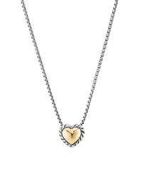Women's Cable Collectibles Cable Cookie Classic Heart Necklace With 18K Yellow Gold - Silver - Size 18