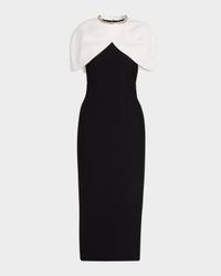 Crystal Colorblock Capelet Midi Dress