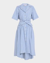 Striped Tie High-Low Shirtdress