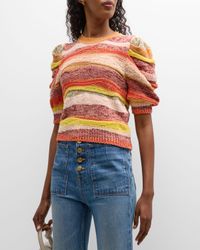 Odie Striped Short-Sleeve Crochet Top
