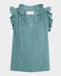 Bex Sleeveless Ruffle Cotton Gauze Top
