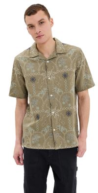 Wax London Hawaiian Didcot Shirt Khaki XL