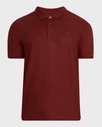 Men's Cotton Check-Placket Polo Shirt