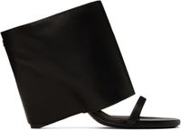 Courrèges Black Oblique Wedged Leather Mules