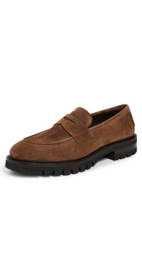FERRAGAMO Aspen Auckland Suede Loafers MIDBROWN 8.0 EE