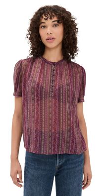 PAIGE Marsala Blouse Deep Mauve Multi XL